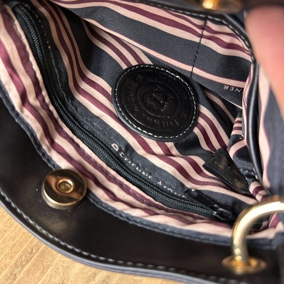 Etienne Aigner Black Cross Body Purse‎ Leather Puckered Gold Hardware Small - Picture 3 of 9